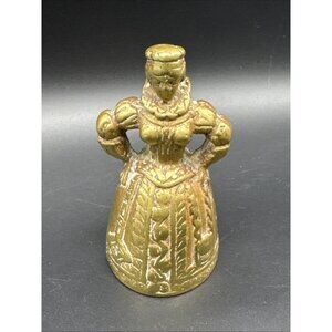 Elizabethan Lady Bell Legs & Feet Clapper Solid Cast Brass Figural Vintage